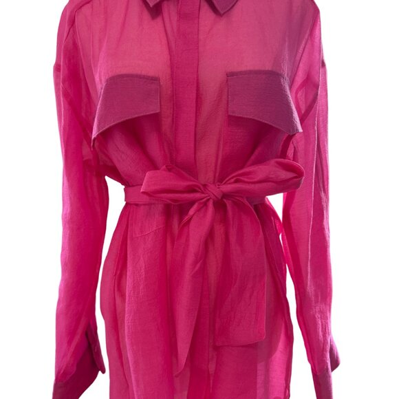 GREY LAB - Tunic Blouse Swim Cover Up - Sheer Pink - Small - Picture 2 of 8